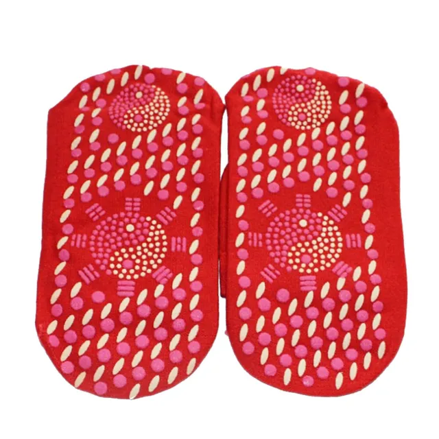 (Red)1 Pair Heating Socks Self Heating Socks Foot Care Breathable Foot Massage