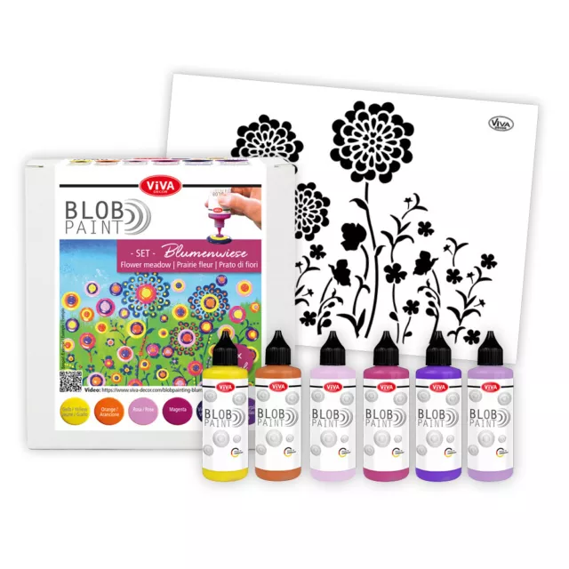 Blob Paint Prado Set 6 X Color 90ml & Plantilla Acrílico Pintura Acrílica