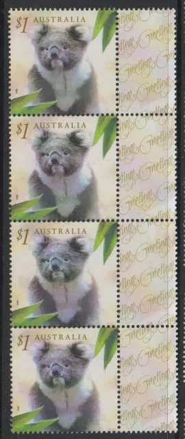 4 Mint Never Hinged (Mnh) Australian Postage Stamps – ‘Koala Greetings’ – 1999