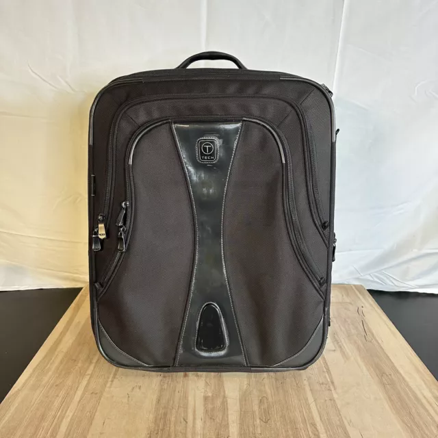 Tumi T Tech Expandable Suitcase Black Upright Wheeled Luggage 57621D 21 Inches