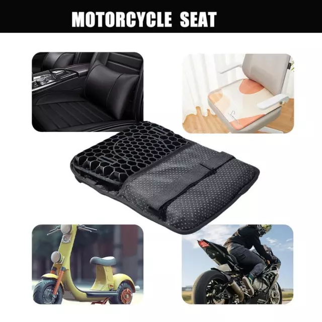 Motorcycle Comfort Gel Seat Honeycomb Cushion Pad Cover Pressure BEST X2K7