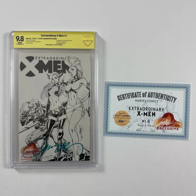 Extraordinary X-Men 1 Cbcs 9.8 J Scott Campbell B&W Variant Signed (2016 Marvel)