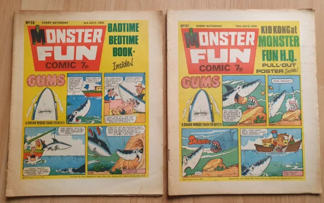 Monster Fun Comic. Issues 56 And 57. 1976. Poor Condition But Complete.