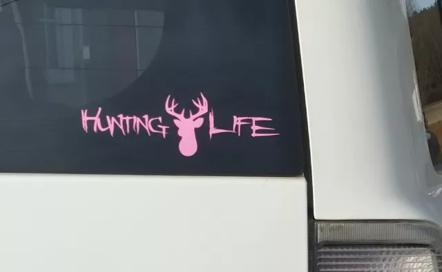 Hunting Life pink vinyl car/window decal Sticker 2x6 USA Truck