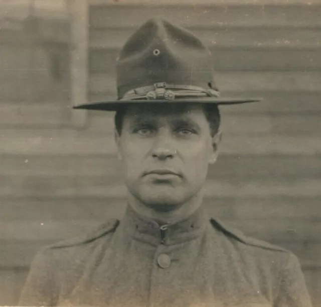 Wwi Doughboy Soldier Us Army Canded Cameo Military Ww1 Rppc Photo Postcard