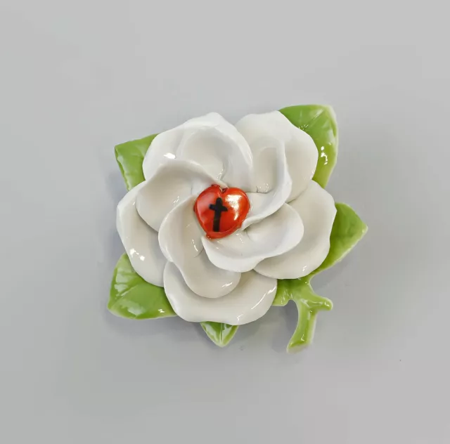 9944378 Handmodellierte Porcelana Tisch-Rose "Rosa Luterana" Cruz Kämmer 8x3cm
