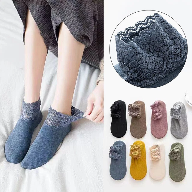 Sommeil Chaussettes Bateau Courtes Chauffe Mode Dentelle Bord ✿