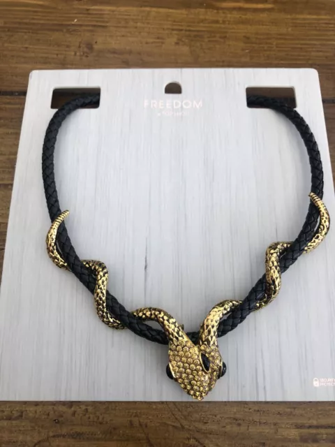 TOPSHOP FREEDOM GOLD Black Statement Snake Necklace 12.50 PicClick UK
