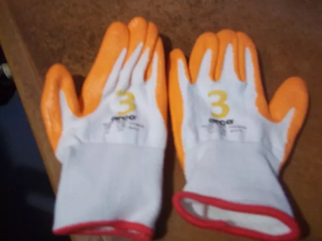 Arco 3 WHITE / ORANGE coated gloves size SMALL  14H2503 NEW x 30 Pair job lot