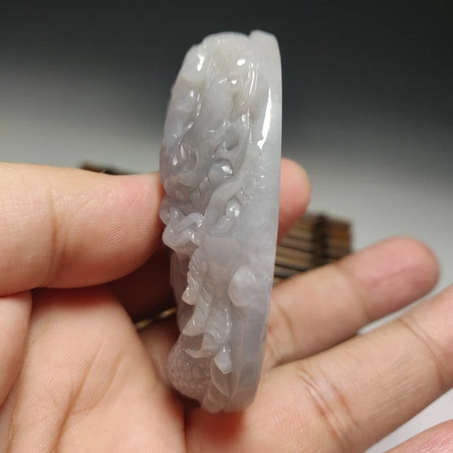 Chinese Exquisite Handmade dragon carving Jadeite Jade Pendant 2