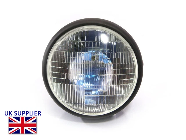 Alchemy Parts Moto Faro LED 7.7 Con Tri-Pro Design Griglia Per Retro Cafe Racer & Streetfighter