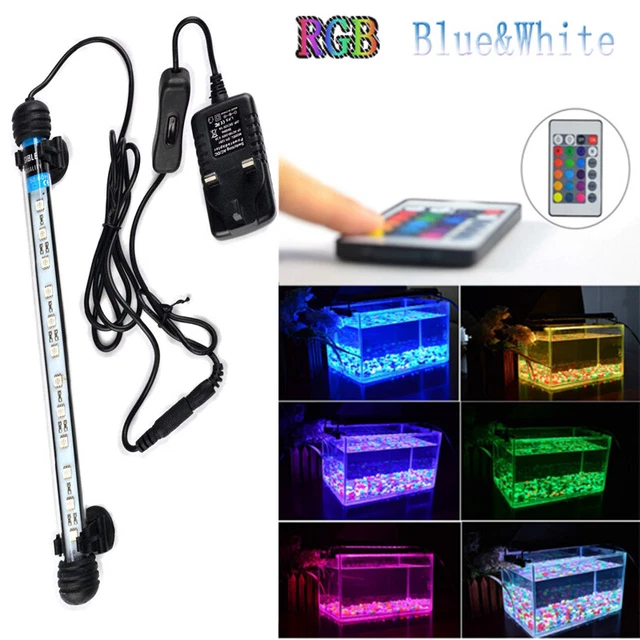 LED Fish Aquarium Tank Lighting Submersible Strip Bar With Blue White RGB Color