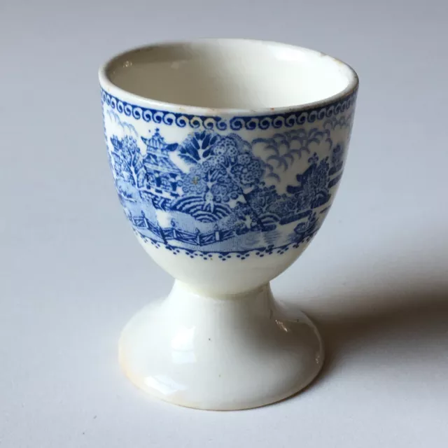 Antique Egg Cup Blue and White Transfer ware Vintage Ceramic Old Myott Son & Co