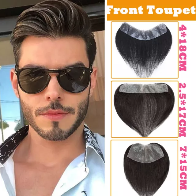 Herren 100% REMY Echthaar Toupet FULL PU Basis Haarteil Herren-Perücke Toupee DE