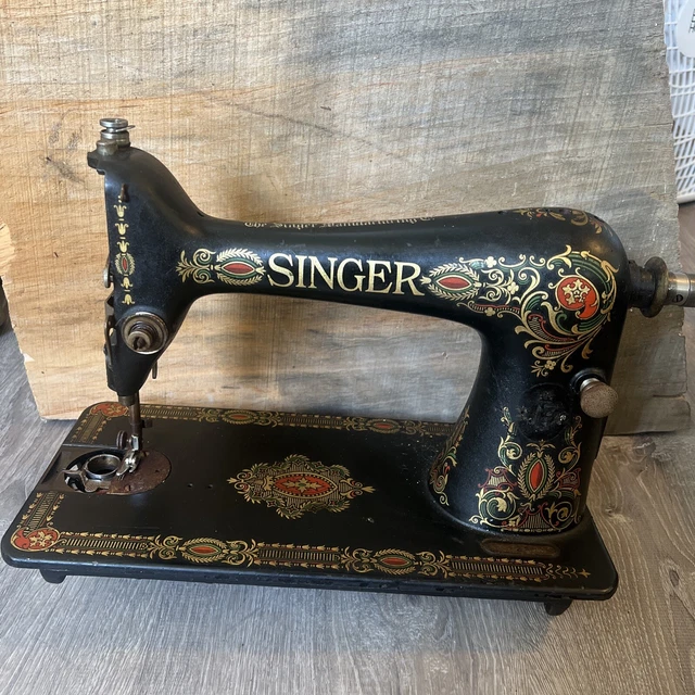 VINTAGE TREADLE SEWING Machine Head 1920 Singer Model 66 Red Eye AS IS
