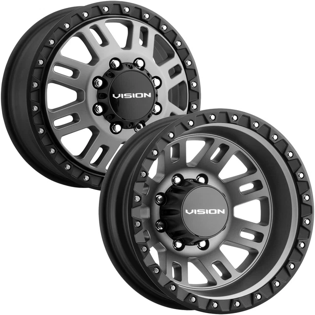 Set of 4-17" Inch Vision 408 Manx 2 Dually 8x6.5" Gunmetal Wheels Rims