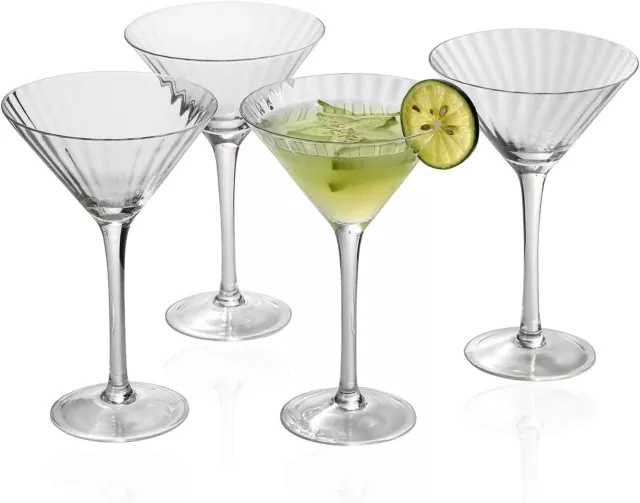 Ribbed Optic Martini Glasses Set Of 4.