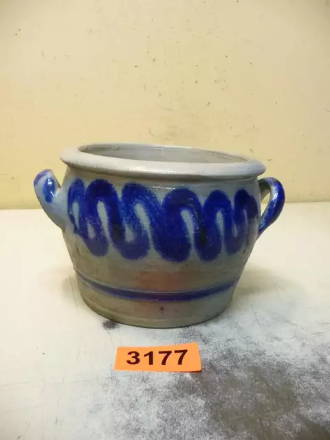 3177. Alter Steingut Topf Schmalztopf old earthenware pot 2 Liter