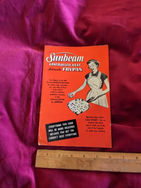 Vintage Sunbeam Controlled Heat Automatic Frypan Manual & Recipe 1953