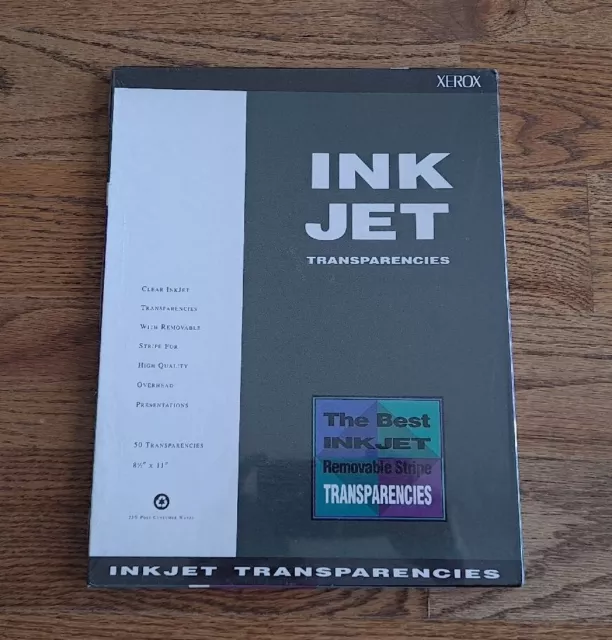 Xerox Ink Jet Transparencies Removable Stripes 50 Transparencies 8.5"×11" New