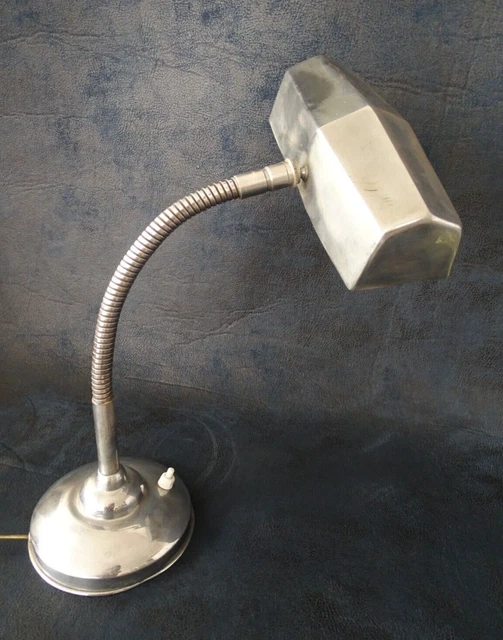 Lampe de bureau articulée métal chrome design industriel usine rétro vintage 50s