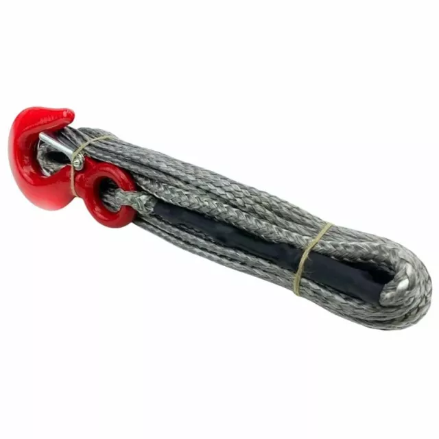 10mm Silver Dyneema SK75 Synthetic 12-Strand Winch Rope With Hook -Select Length