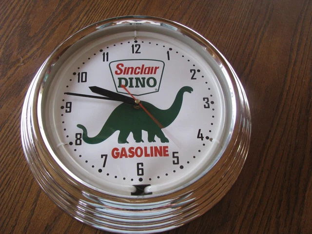 15" Sinclair Dino Shield Sign Double Neon Clock Gas Station Oil