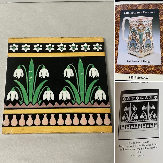 Original Minton Tile Atr. Dr Christopher Dresser China Works Stoke on Trent 1890