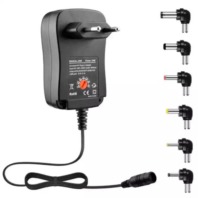 Adaptateur Universel Chargeur USB Plug 3-12V AC/DC 2.1A 30W 6 Prises Noir 2