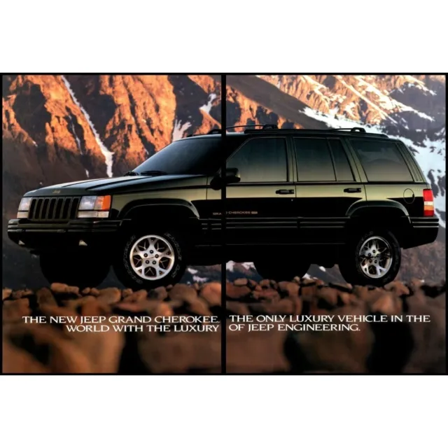 1996 Jeep Grand Cherokee 4x4 2 Page Vintage Print Ad Off Road Mountains Wall Art