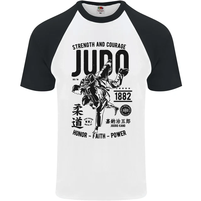 Judo Strength and Courage Martial Arts MMA Mens S/S Baseball T-Shirt