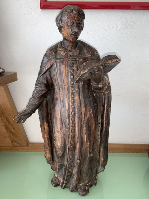 Superbe & Grande Sculpture Bois Sculpté Du XVIII Saint Personnage Haute Époque