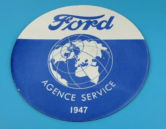 Vintage Ford Motor Co Porcelain Gas Automobile Service Station Pump Plate Sign