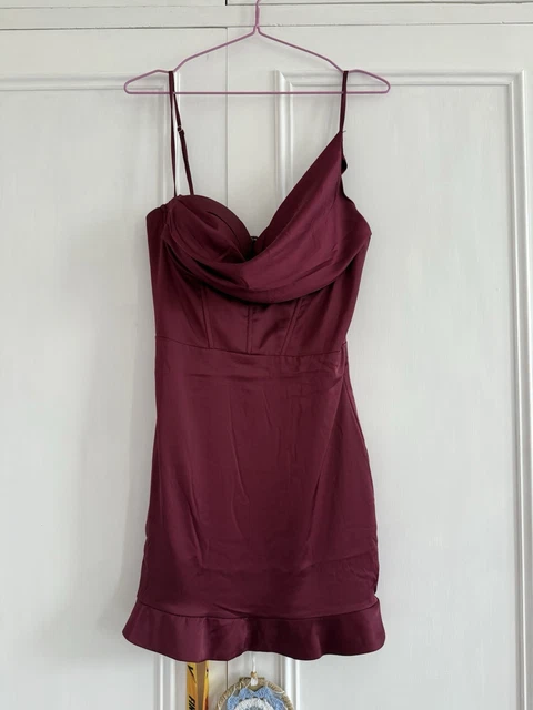 OH POLLY RED Satin Mini Dress, Corset Bodice And Tight Wrapped Skirt, Size  8 47.50 - PicClick UK
