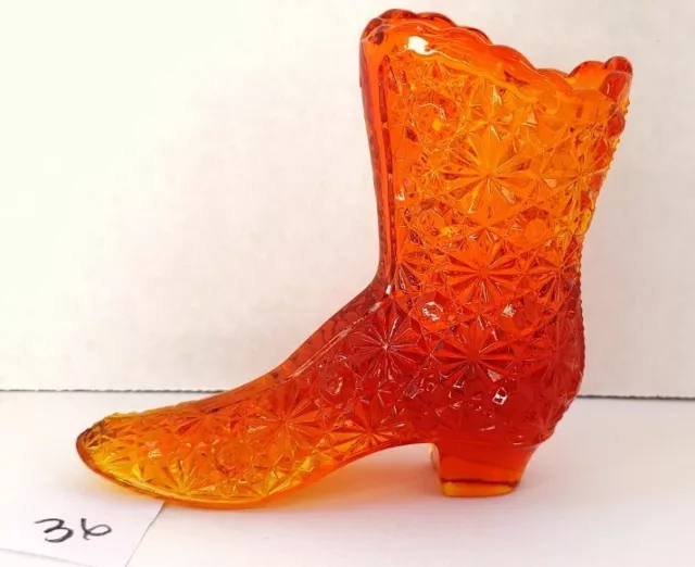 Vintage Fenton Art Glass Amberina Daisy & Button Shoe Boot