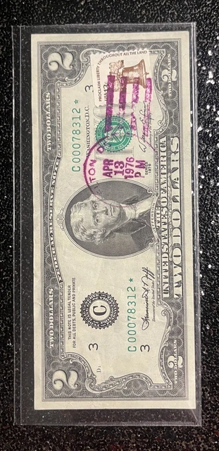1976 Philadelphia $2 FDOI Stamp Washington DC Star Note Low Serial Number