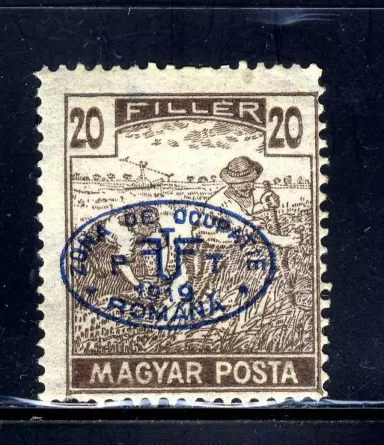 1919 ROMANIA HUNGARY OCCUPATION DEBRECEN  SC # 2N11 Blue Overprint MLH