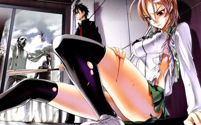 highschool of the dead komuro takashi miyamoto rei blood disc