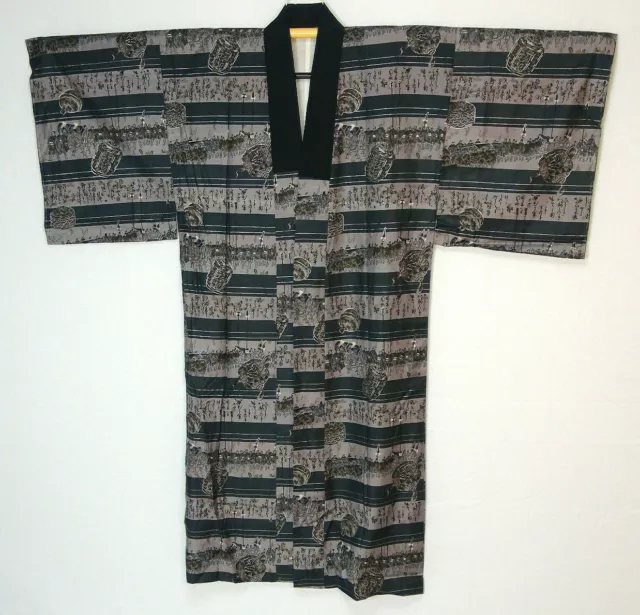 Vintage Juban men kimono silk 132x132cm man yuban jyuban from Japan