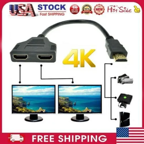 4K HDMI Cable Splitter Adapter 2.0 Converter 1 In 2 Out 1 Male to 2 Female