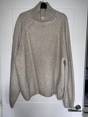 Davida Donna Beige Roll Maglione Collo Acrilico Pullover Taglia 14 