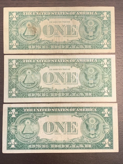 1935 G & 1957 $1 Silver Certificate Blue Seal 5 Banknotes 3