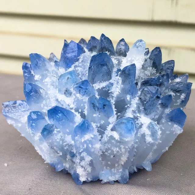 366g  New Find blue Phantom Quartz Crystal Cluster Mineral Specimen Healing 3