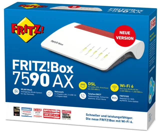 AVM FRITZ!Box 7590 AX V2 WiFi 6 WLAN Router Modem - Deutsche Version