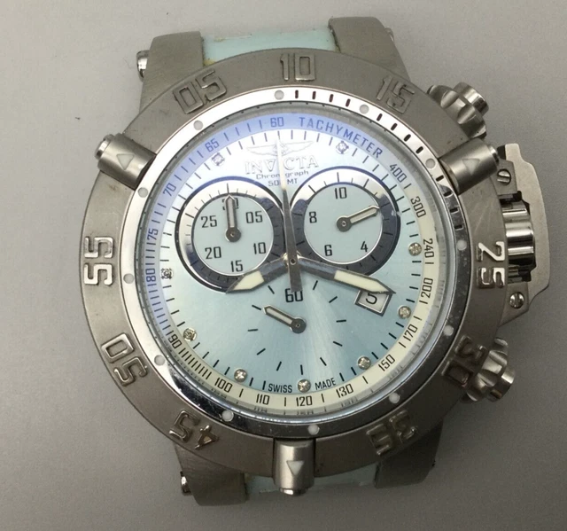 Invicta Subaqua III Watch Women Silver Tone Chronograph BROKEN BAND New Battery