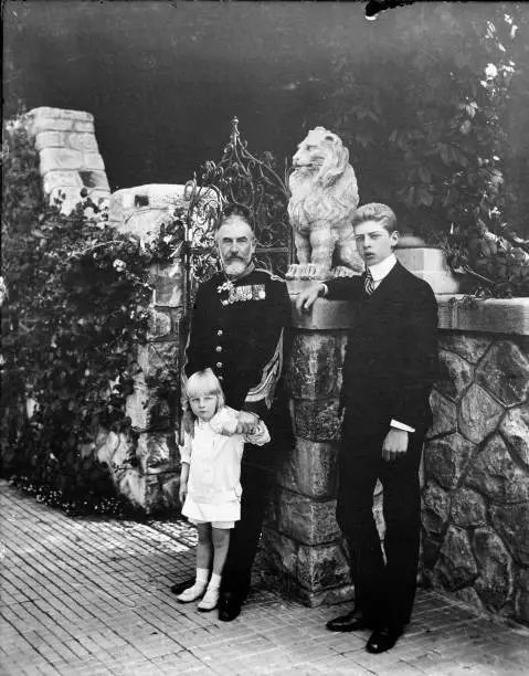 Carol I , King of Romania with his grandsons 1908 Old Photo