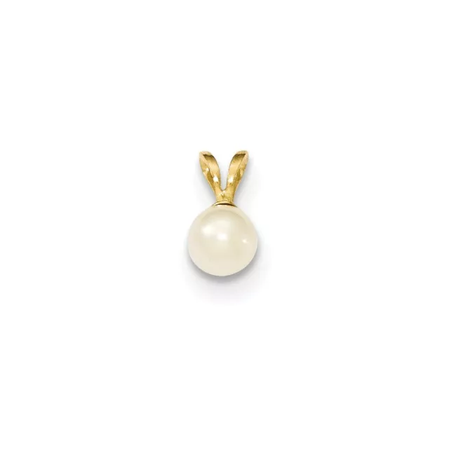 14k 14kt Yellow Gold 5-6mm Round White FW Cultured Pearl Pendant 9 mm X 5 mm