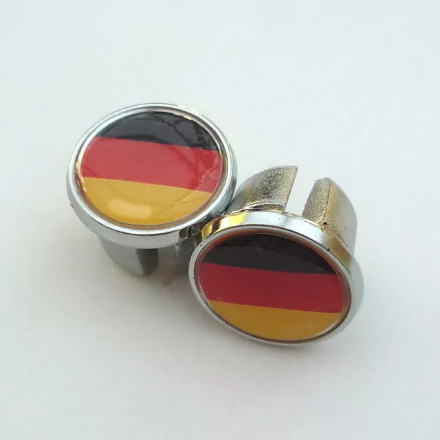 Retro Style, Germany Flag, German, Chrome Racing Bar Plugs, Caps, Repro