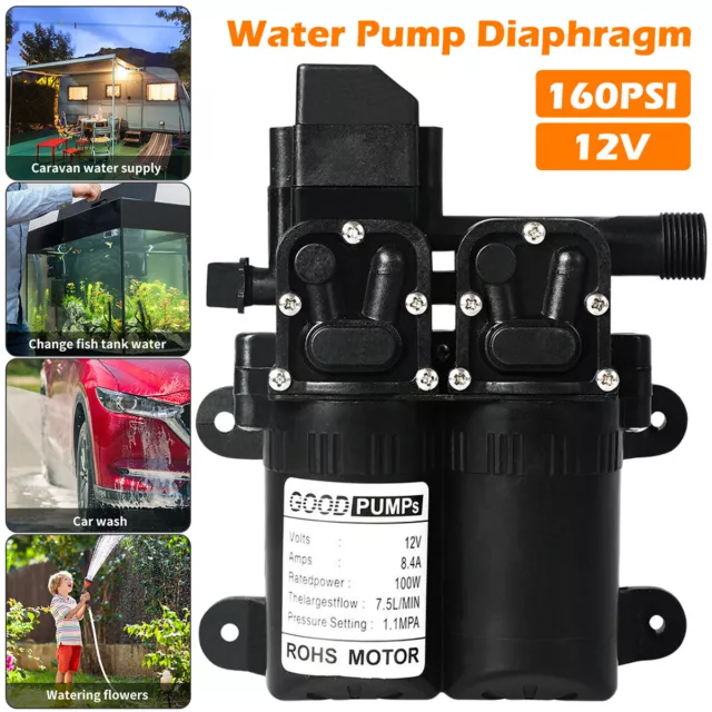 12V 160PSI HIGH Pressure Diaphragm Self Priming Water Pump Caravan .{ £