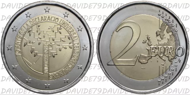 2 Euro Commemorativo Andorra 2018 - 70° Ann. Dichiarazione Diritti Umani - Fdc